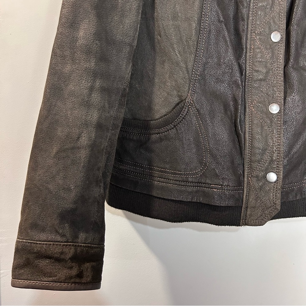 Danier leather jacket size‎ medium brown zippered bomber wool blend collar- READ - Picture 2 of 9